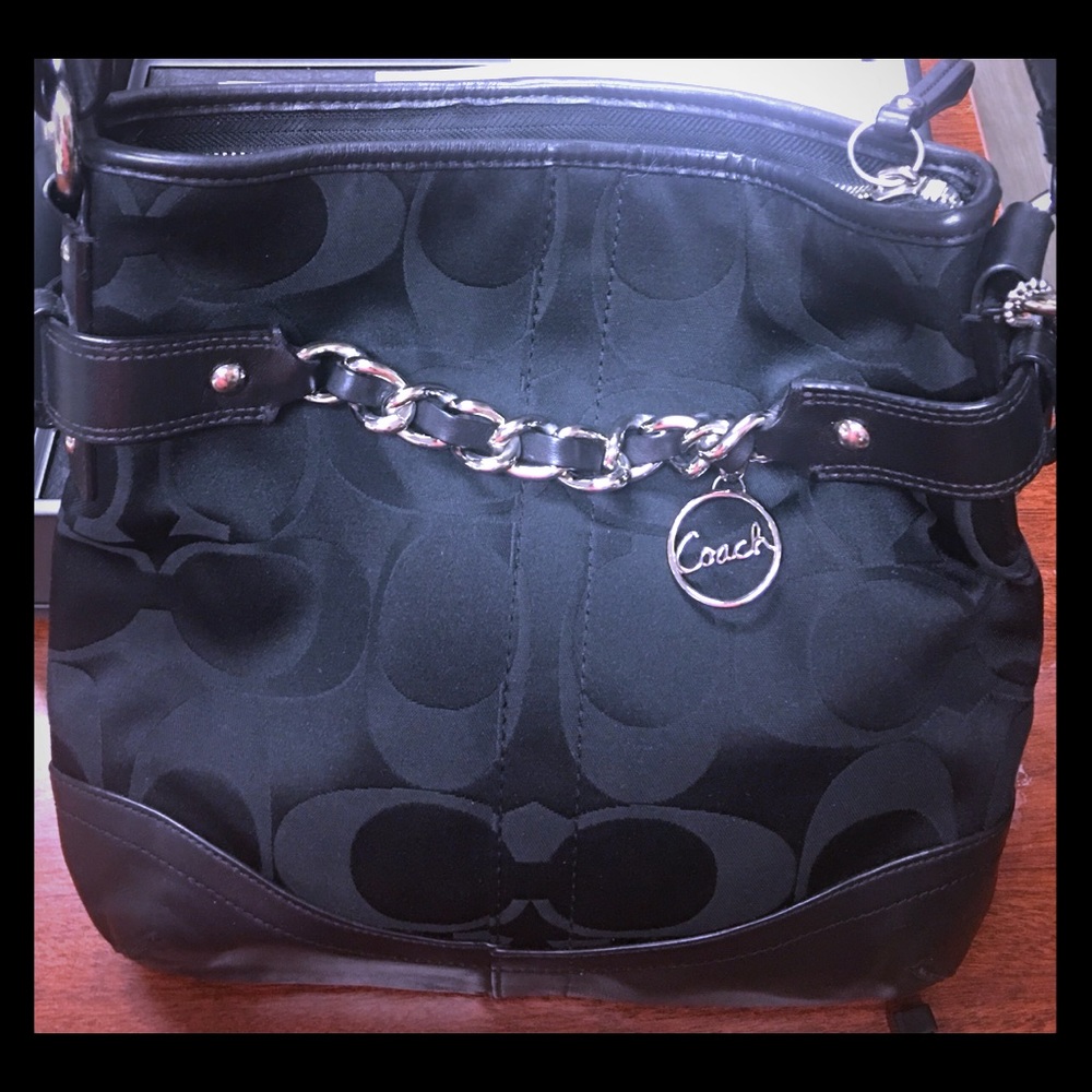 Real Coach Purse with Leather and Silver Accents